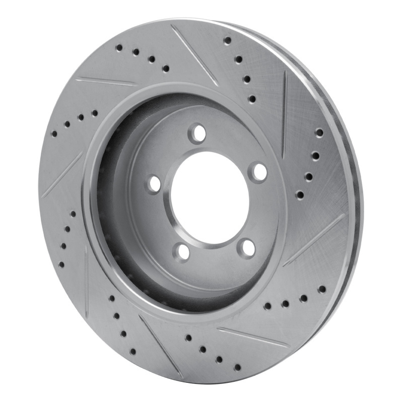 Ford Explorer Sport Trac Brake Rotor (1) - Front Left - R1 Concepts - Drilled & Slotted - Silver - `06-`10